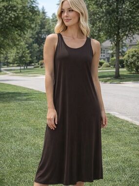 Eileen FisherSleeveless Maxi Dress Size Large Brown Non Stretch